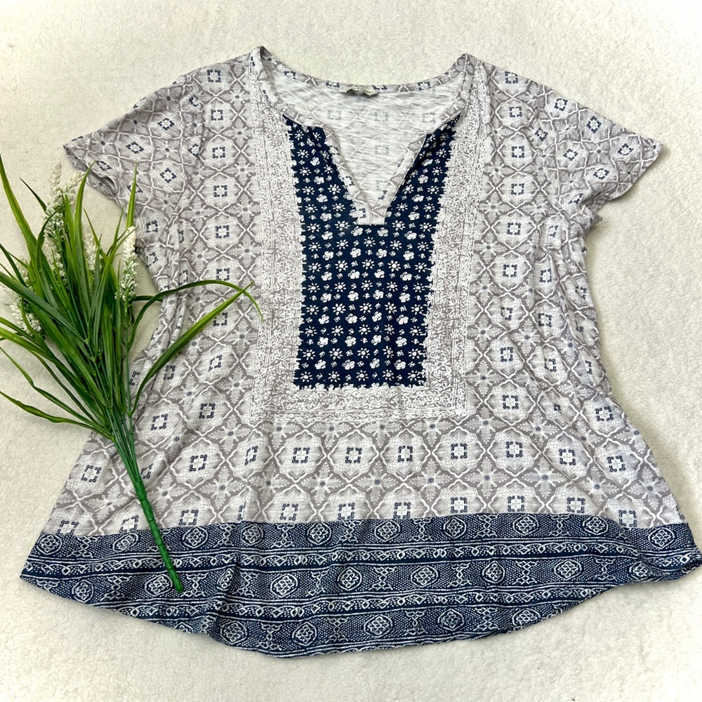 Lucky Brand Bohemian Peasant Short Sleeve Blouse - 1X